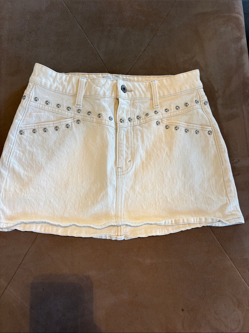Abercrombie & Fitch NWOT White Studded Denim Mini Skirt